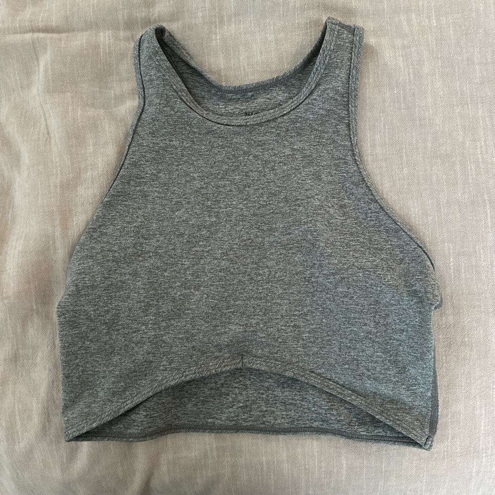 FLEO Heathered Gray crop top with front cut